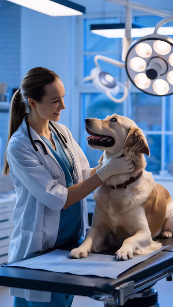 Veterinarian Examining Dog